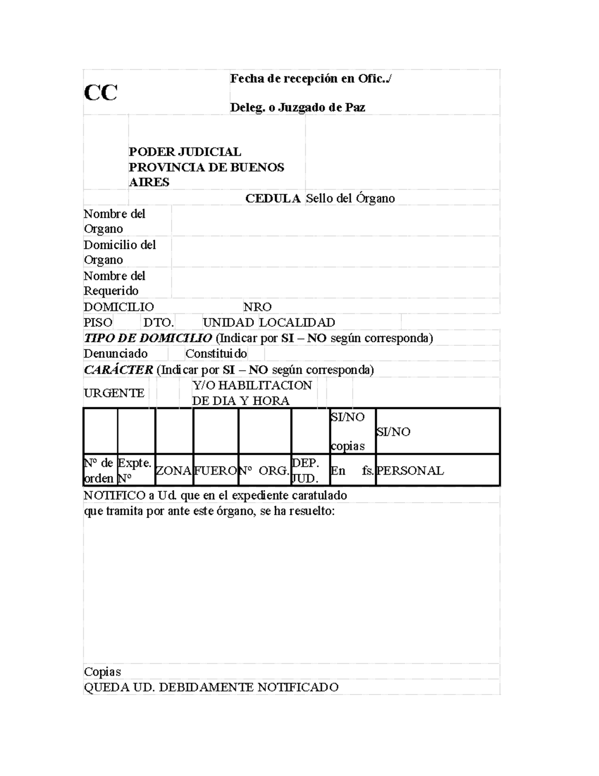 4. Cedula fisica modelo - CC Fecha de recepción en Ofic../ Deleg. o ...