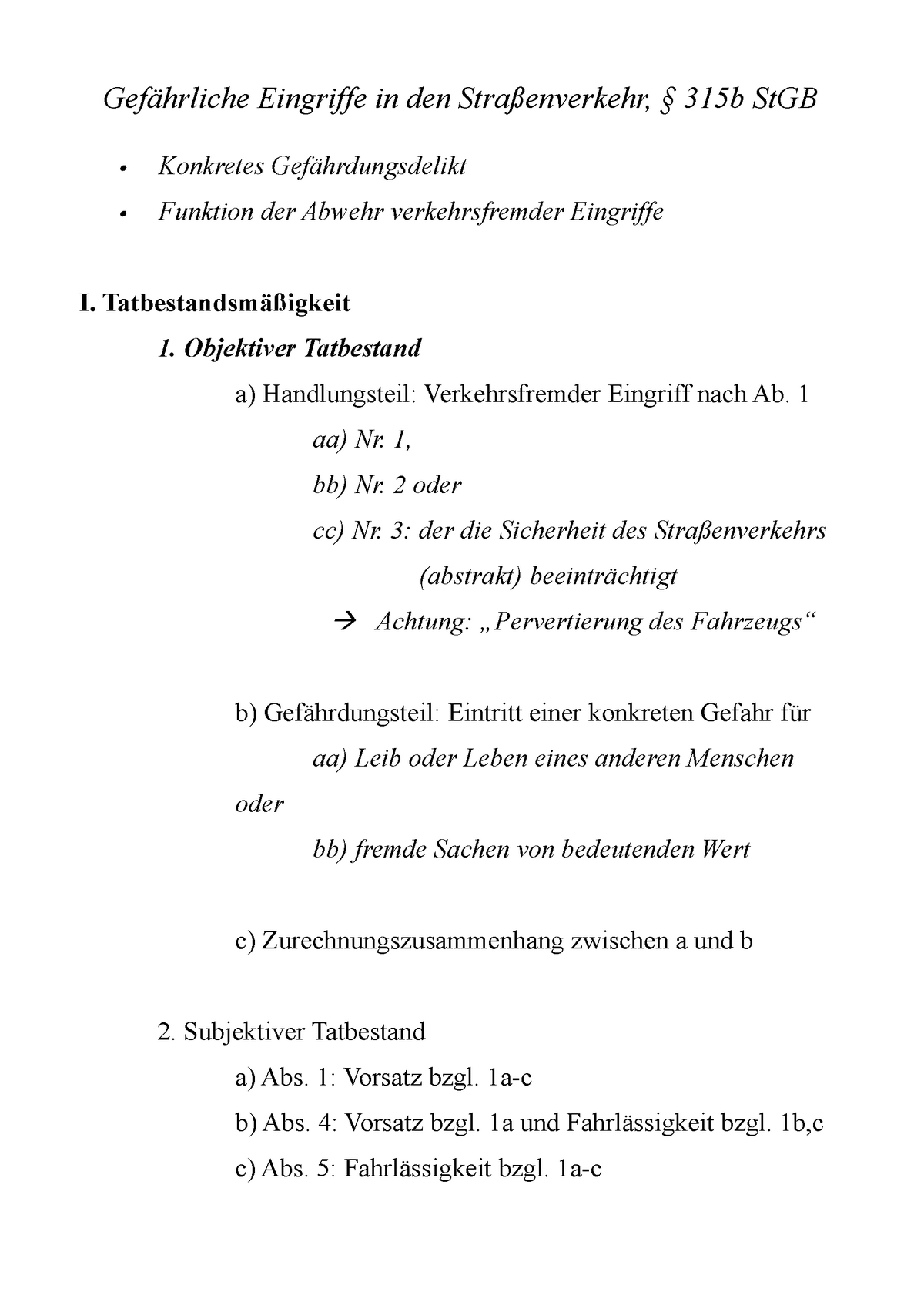 Gefährliche Eingriffe In Den Straßenverkehr, § 315b St GB Kopie ...