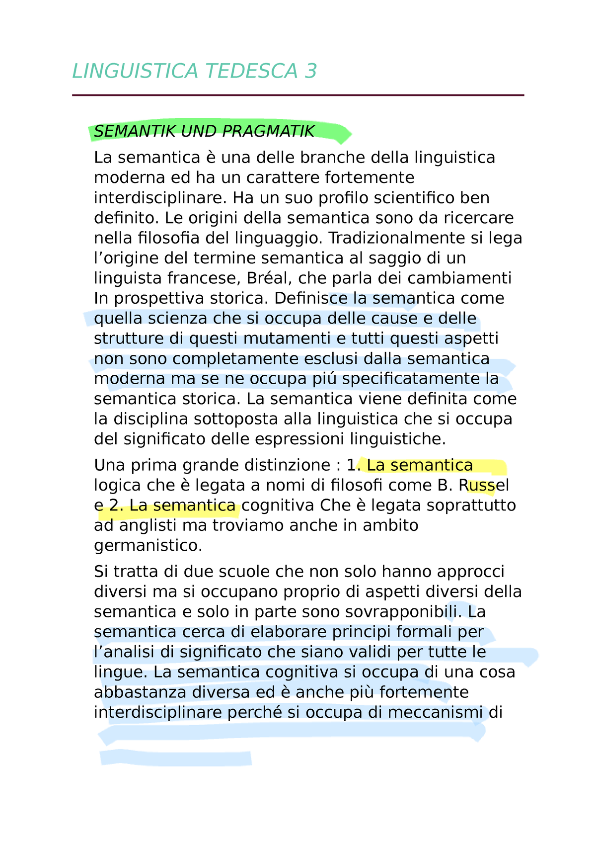 Linguistica Tedesca 3 - LINGUISTICA TEDESCA 3 SEMANTIK UND PRAGMATIK La ...