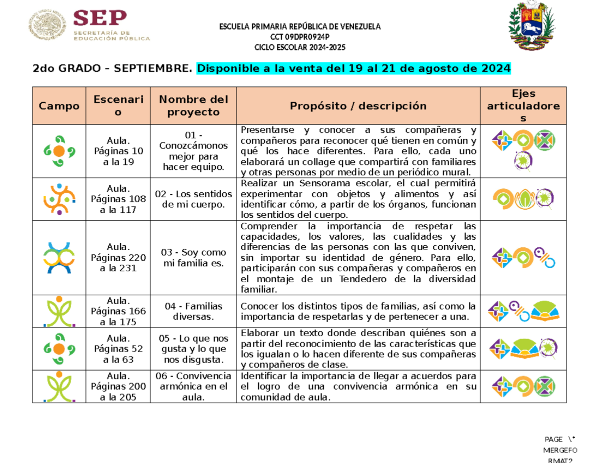 2° - DOSIFICACION DE PDA 2° GRADO - PAGE * CCT 09DPR0924P CICLO ESCOLAR ...