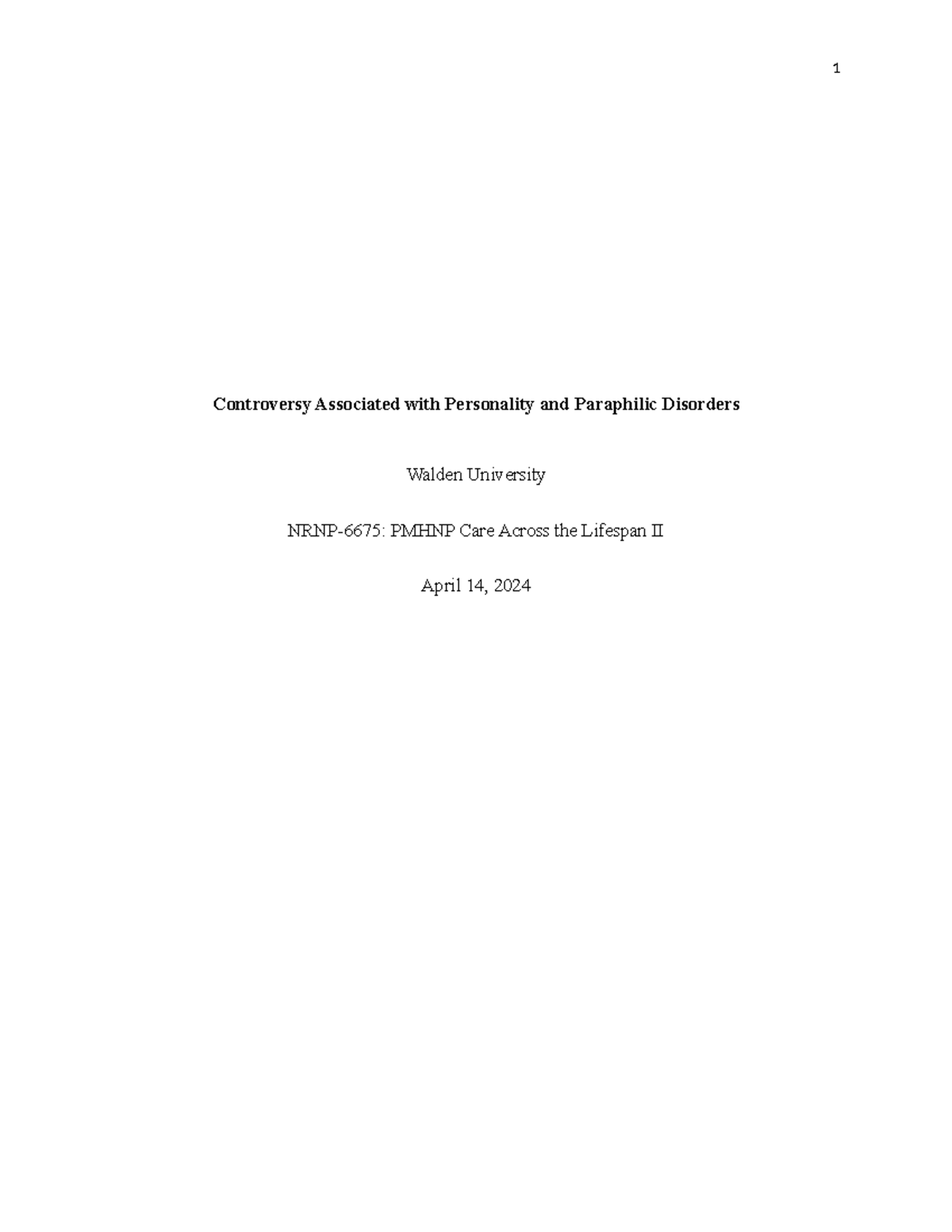 assignment controversy associated with personality and paraphilic disorders