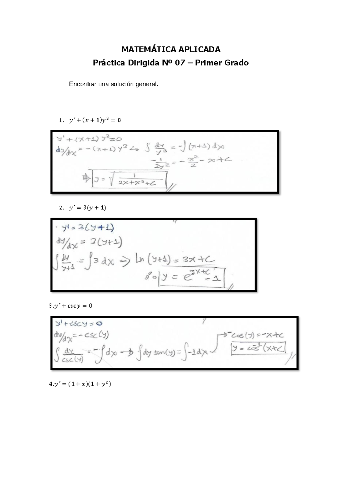 Matemática Aplicada Pc7 MatemÁtica Aplicada Práctica Dirigida Nº 0 7