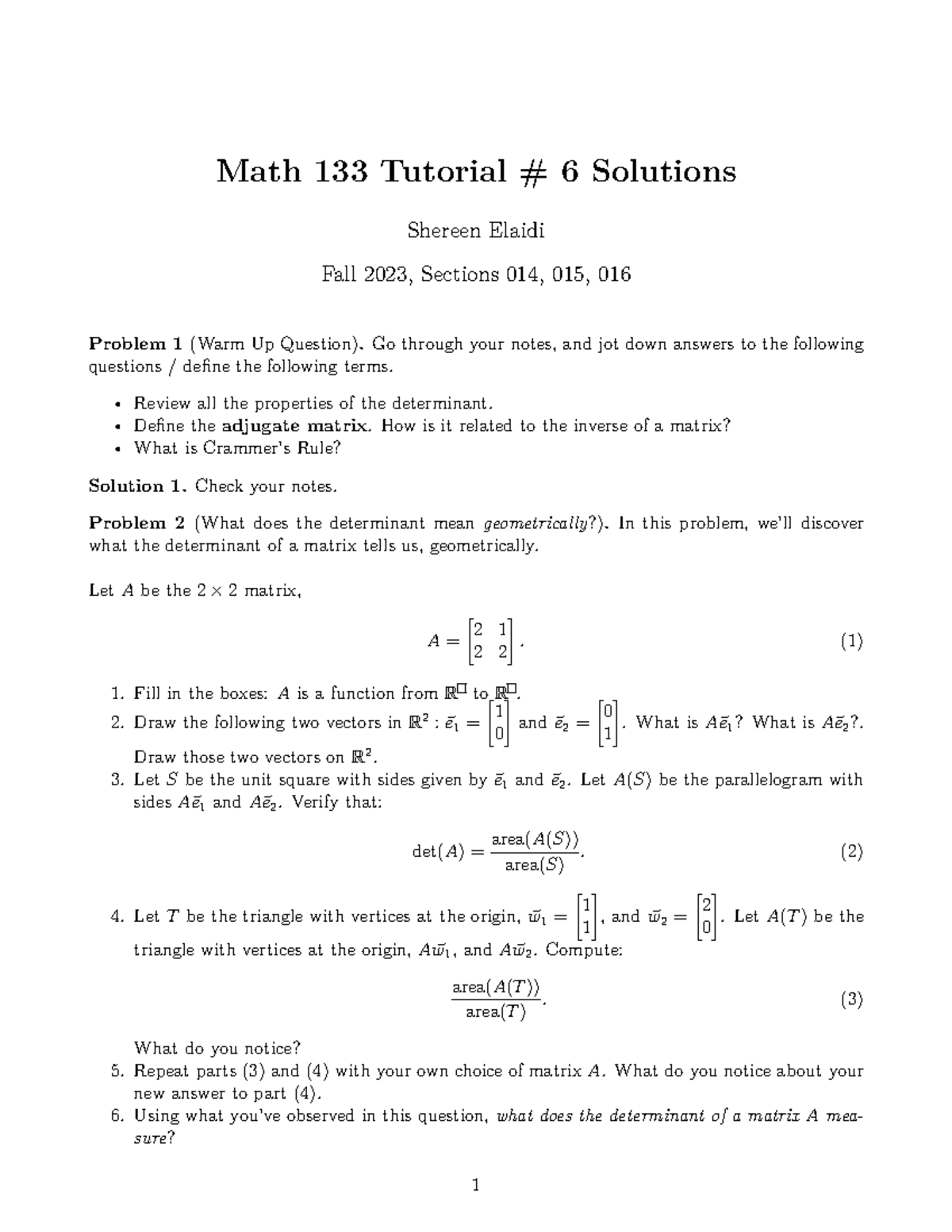 Tutorial 6 Solutions (014, 015, 016) - Math 133 Tutorial # 6 Solutions ...