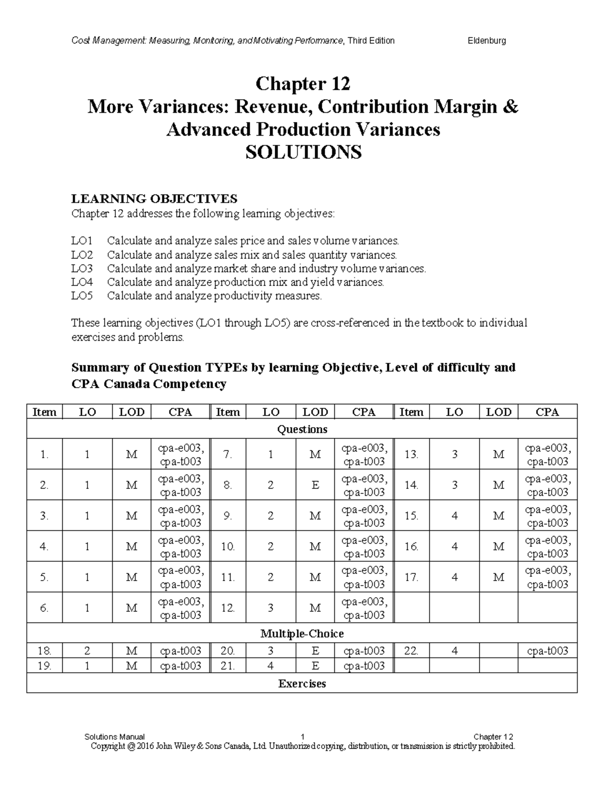 ACCP 5203 Ch 12 Solution Revised - Tagged - Chapter 12 More Variances ...