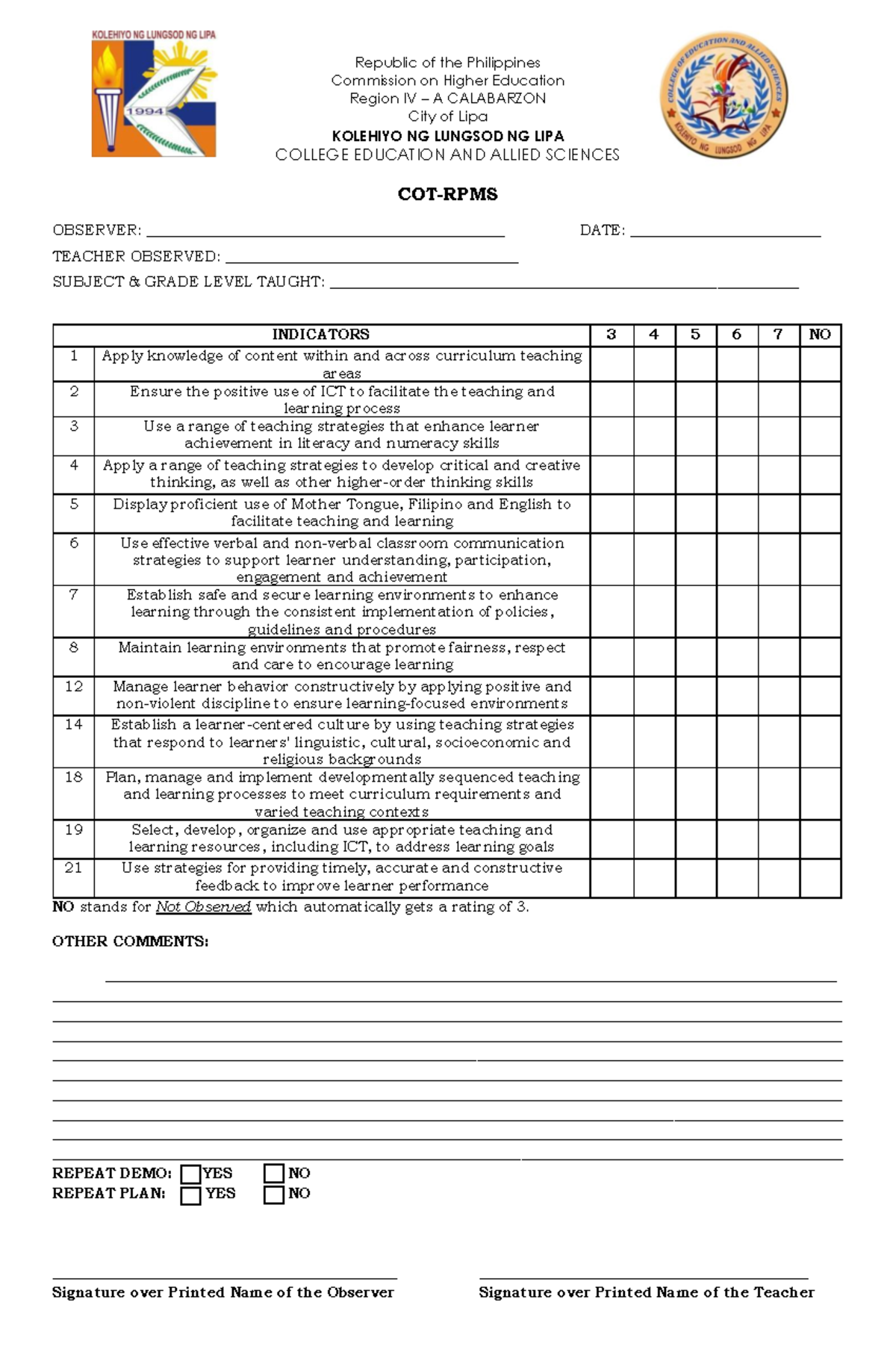 CEAS-COT-FILE - jhu - Republic of the Philippines Commission on Higher ...