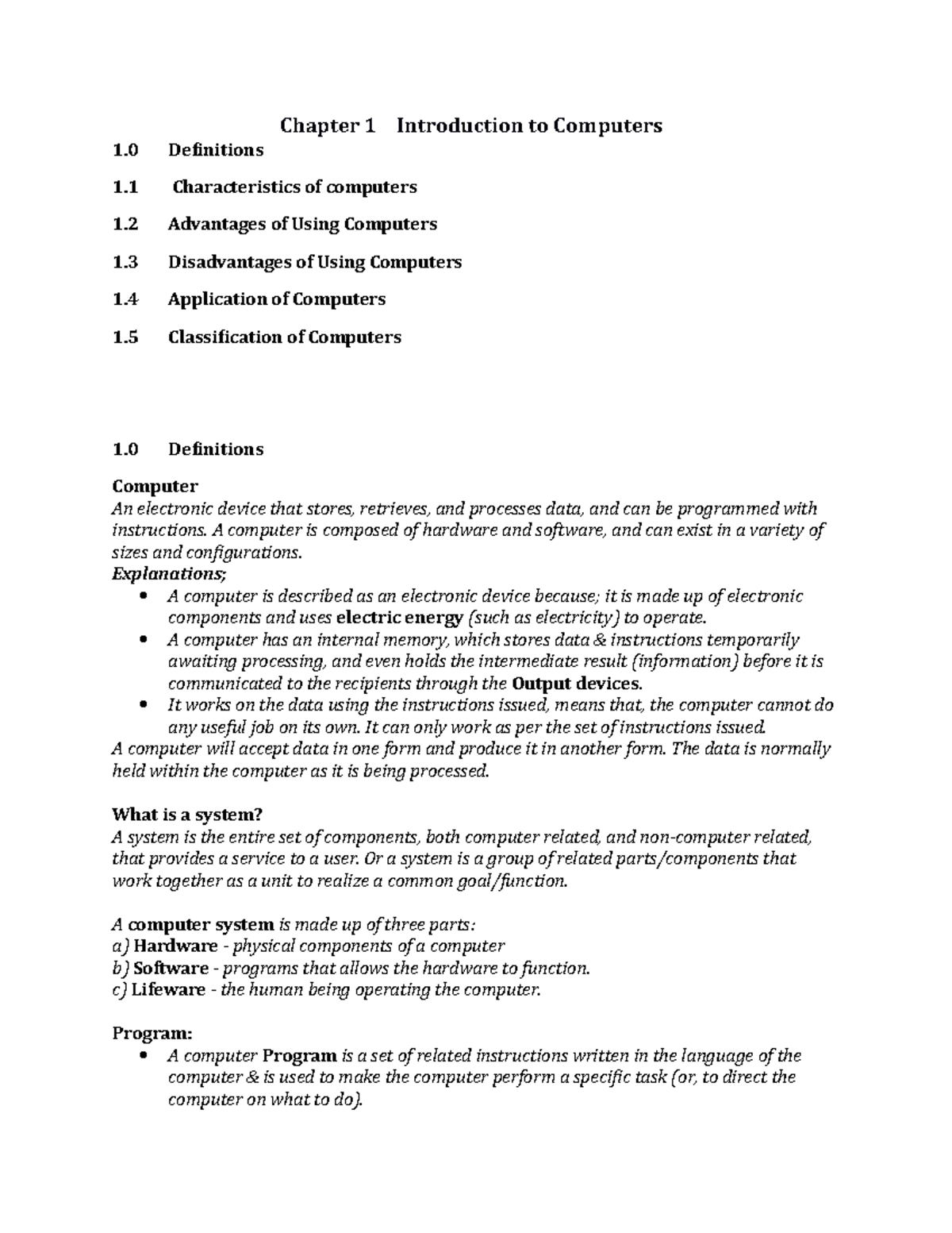 Chapter 1 Intorduction to computers - Chapter 1 Introduction to ...
