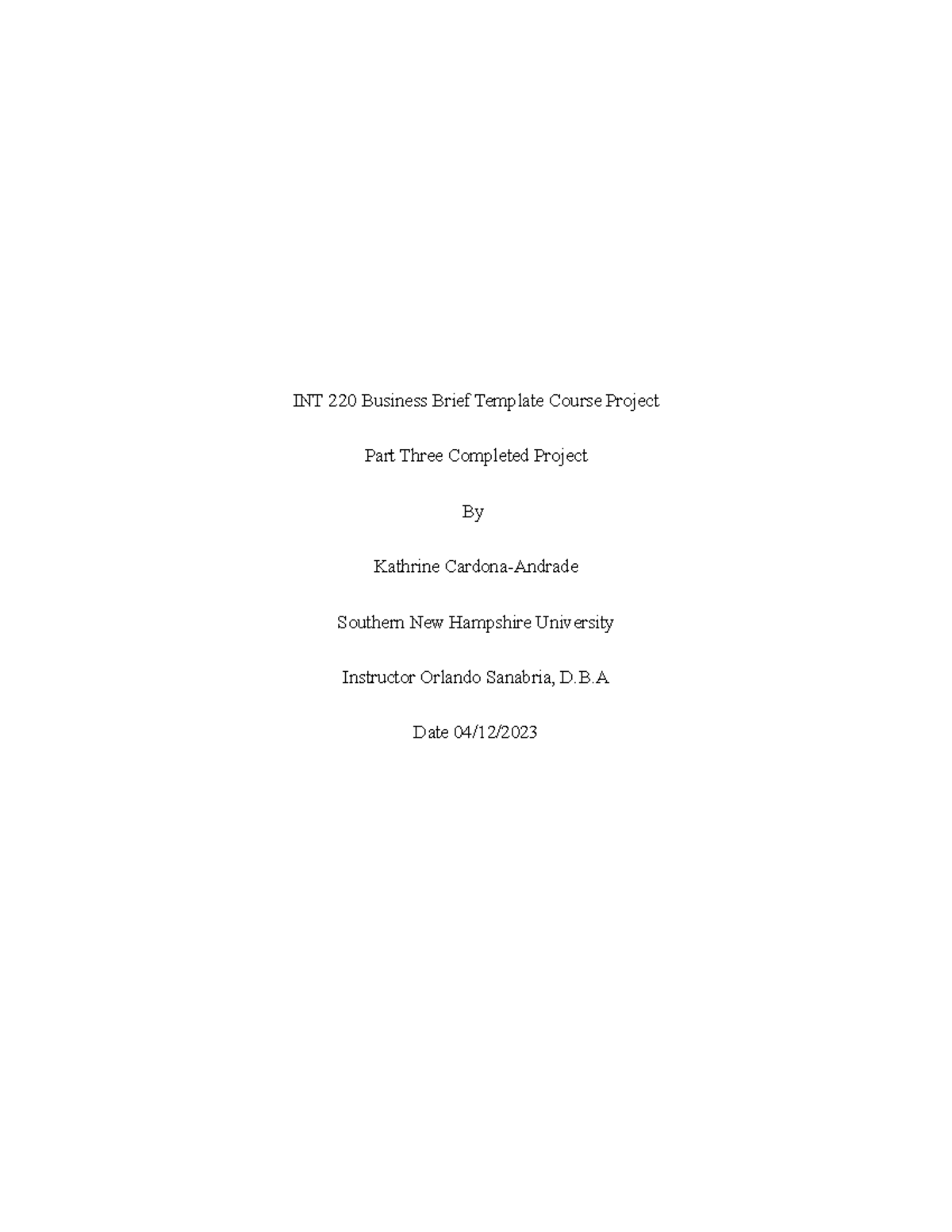 Int 220 project final int 220 business brief template course project