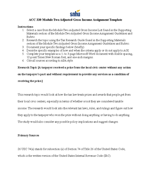 ACC 330 Module Two Income Assignment Template - ACC 330 Module Two ...