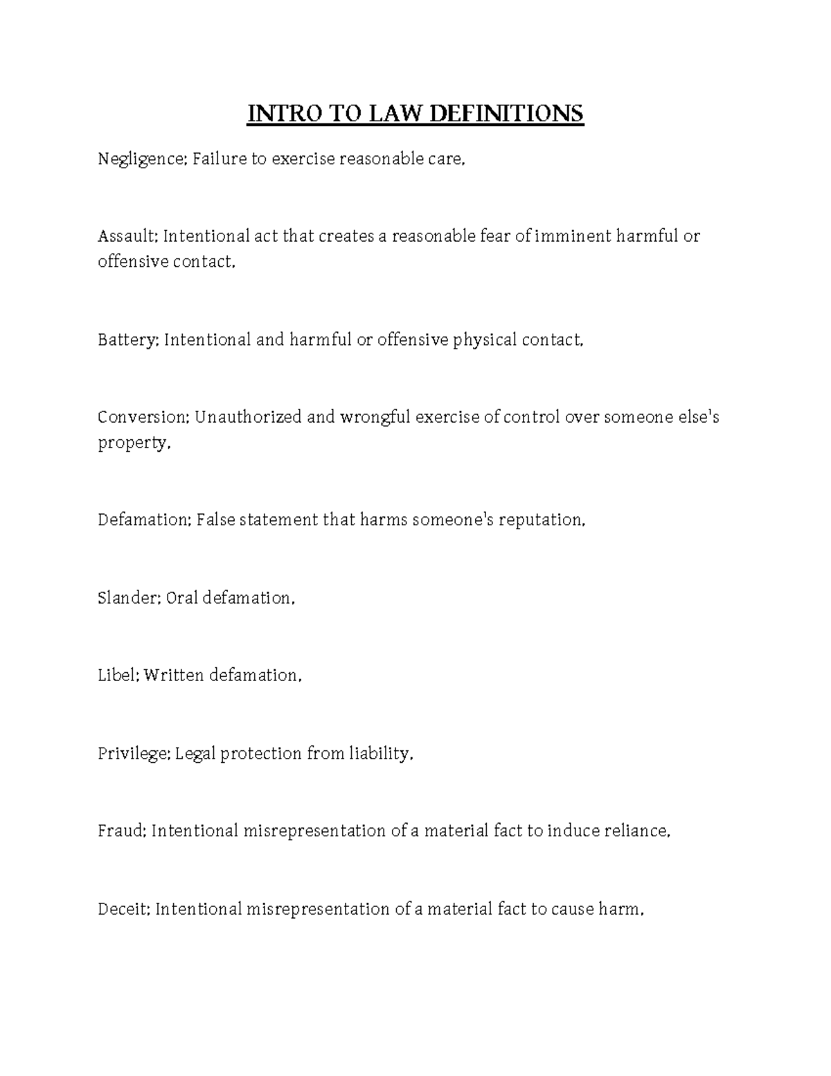Copy of Intro TO LAW Definitions Ch 7 - INTRO TO LAW DEFINITIONS ...