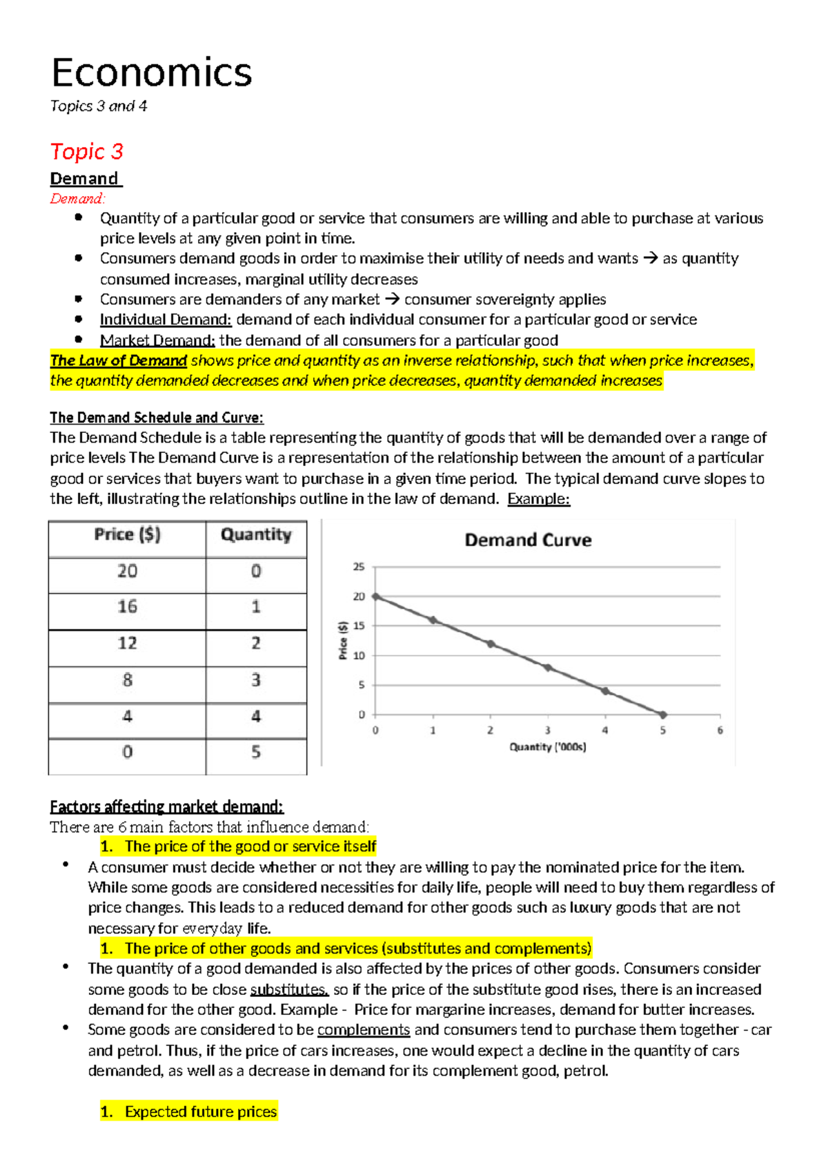 Prelim Economics Topics 3-4 Notes - Economics Topics 3 and 4 Topic 3 ...