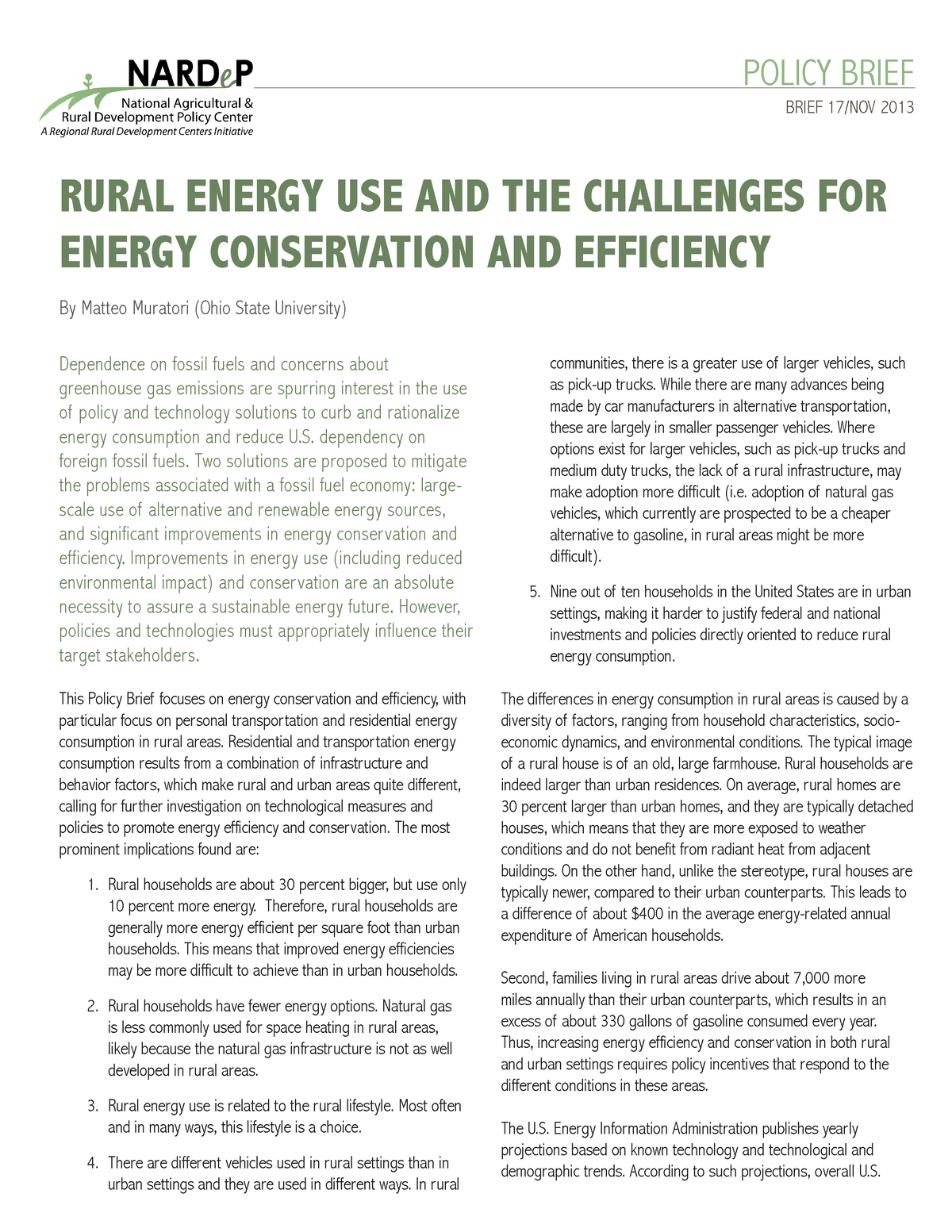 Brief 17 Rural Energy Conservation - Dependence On Fossil Fuels And ...