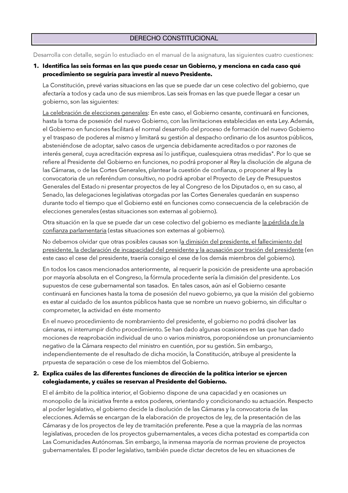 Derecho Constitucional - DERECHO CONSTITUCIONAL Desarrolla Con Detalle ...