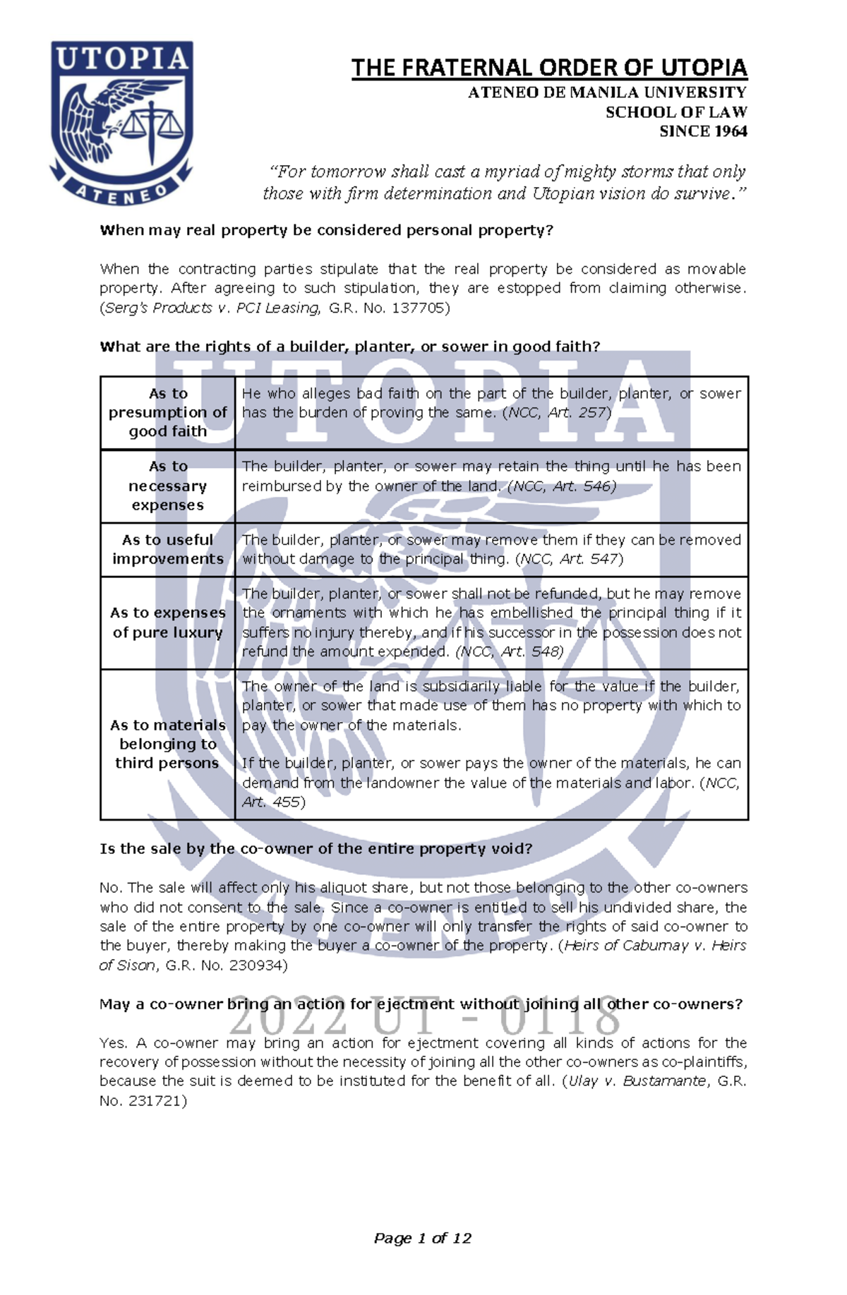 Utopia LMT 2022 - UT - CIV2 CN 118 - ATENEO DE MANILA UNIVERSITY SCHOOL ...