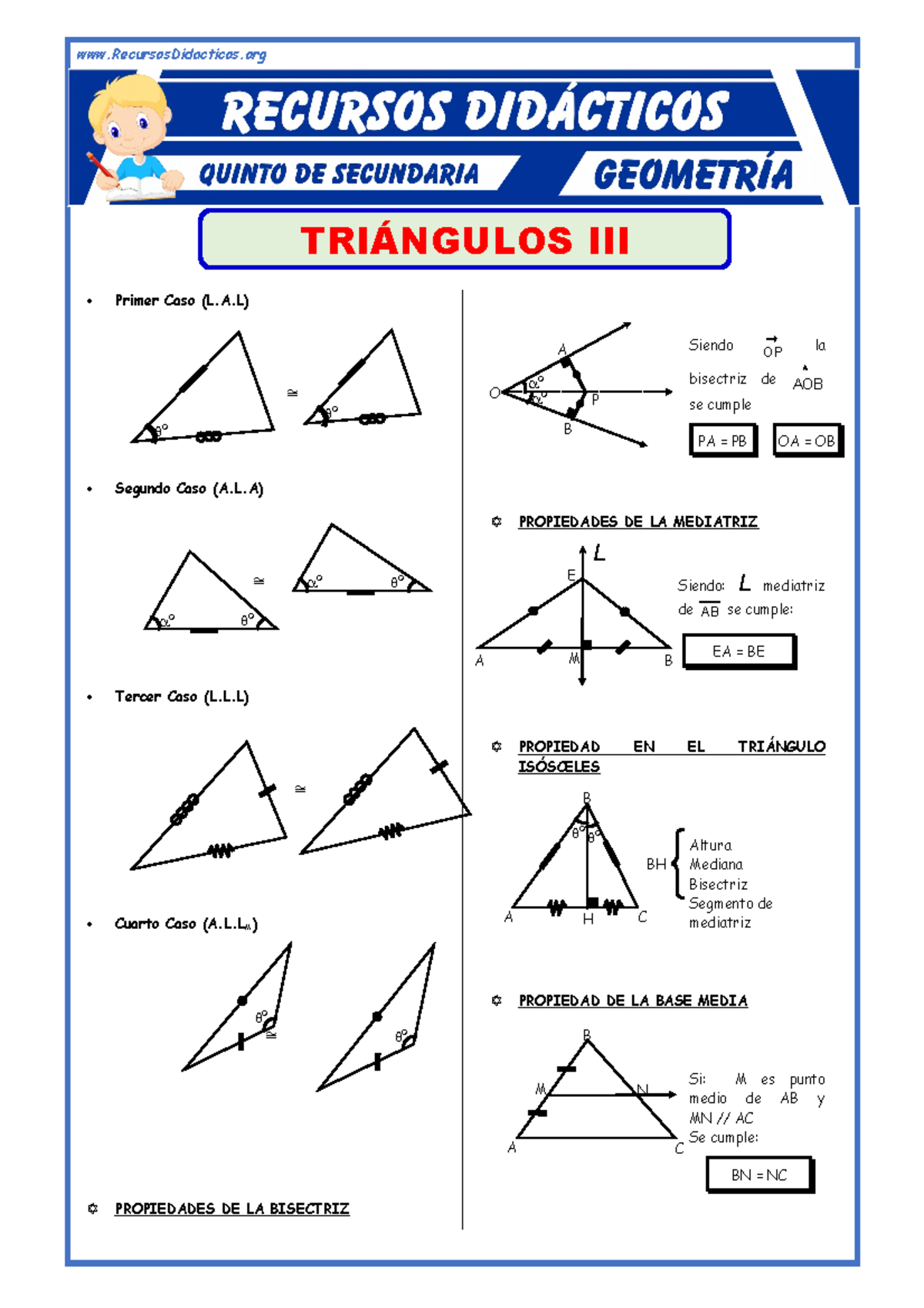 Congruencia De Triangulos Ejercicios Para Quinto De Secundaria TriÁngulos Iii Primer Caso La 5550