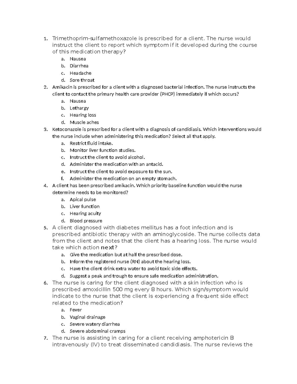 Pharm ABX practice q Study guide Trimethoprimsulfamethoxazole is