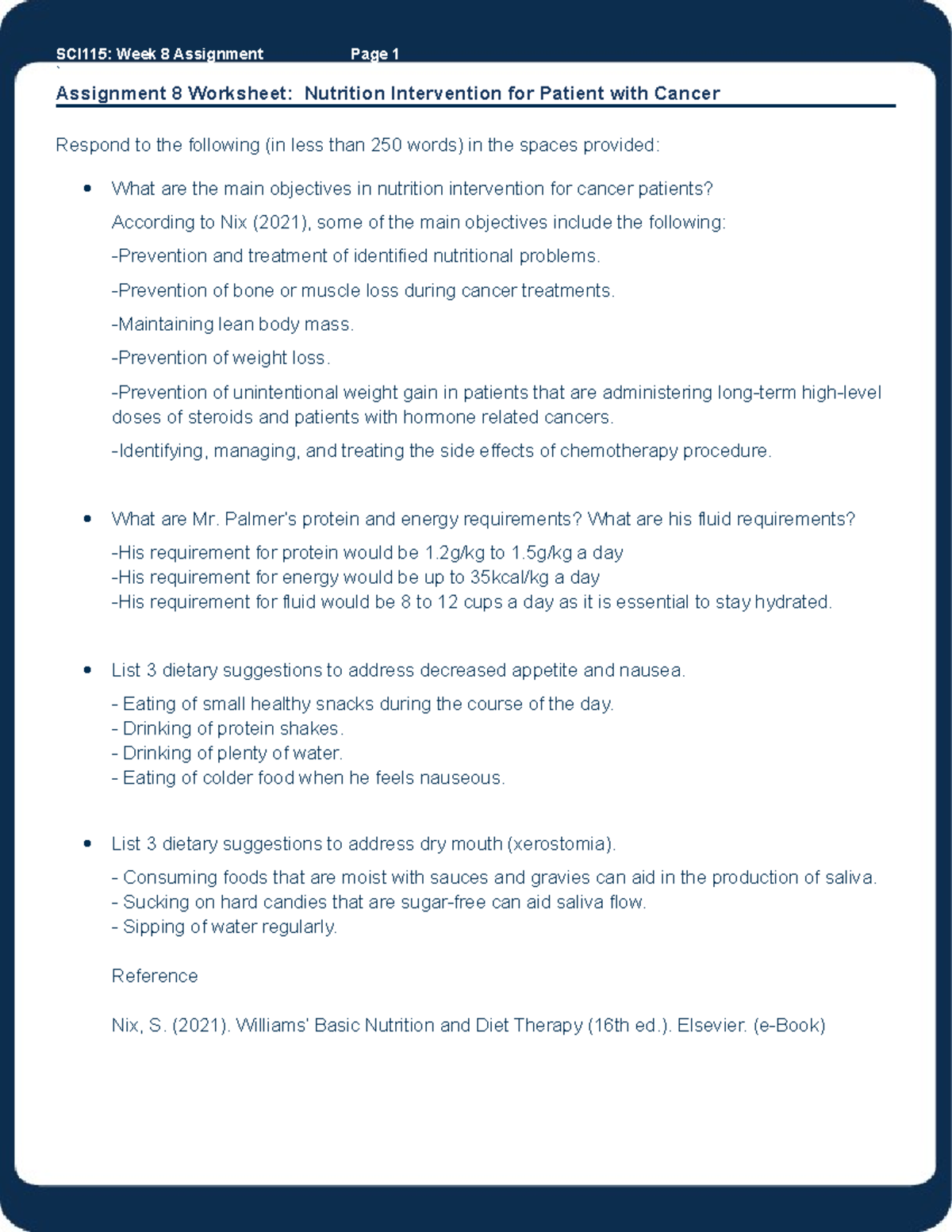 SCI115 wk8 assn fdoreen 11272022 - SCI115: Week 8 Assignment Page 1 ...