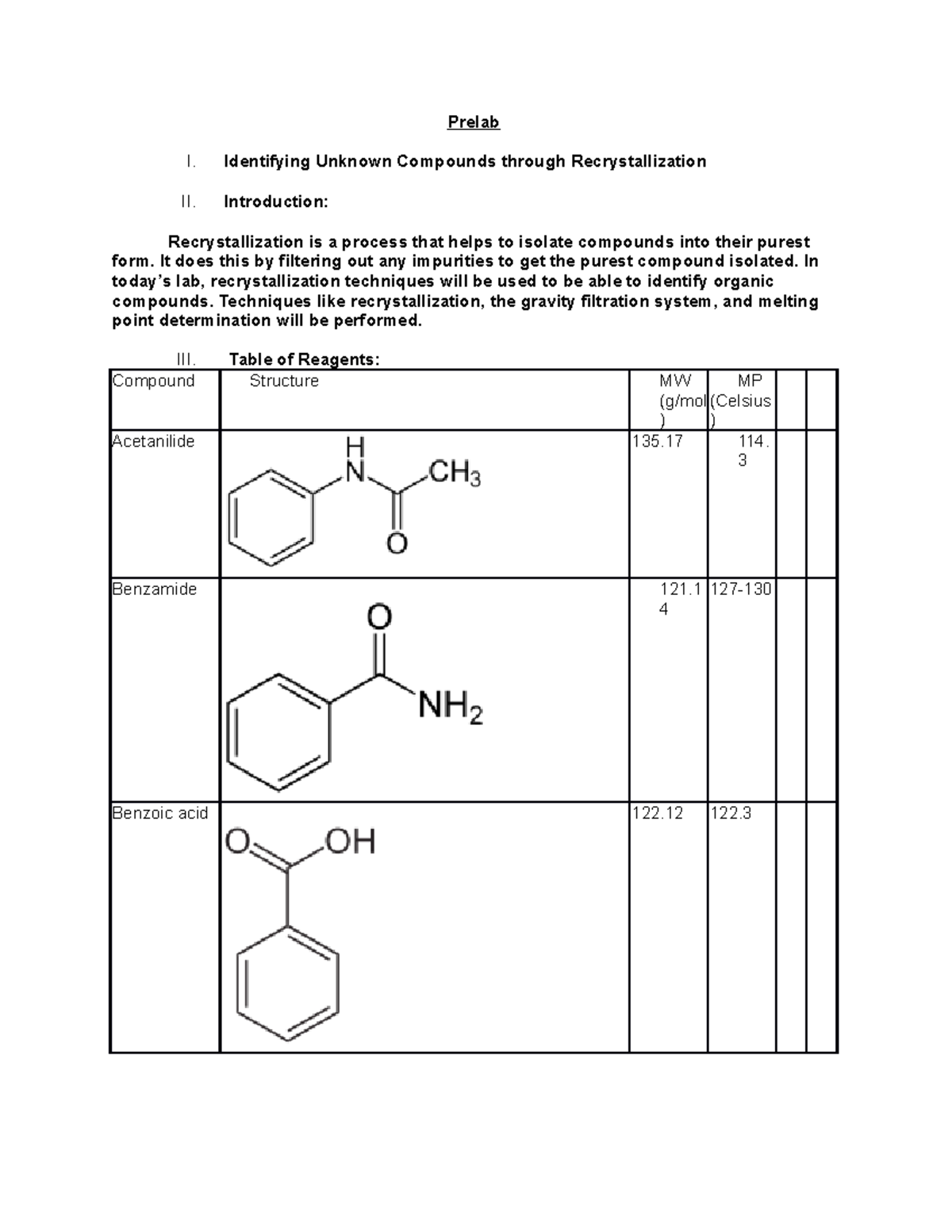 Ochem Prelab 1 Chem 2211 Uga Pre Lab 1 Prelab I Identifying Unknown Compounds Through Studocu Ochem Prelab 1 Chem 2211 Uga Pre Lab 1 Prelab I Identifying Unknown Compounds Through Studocu