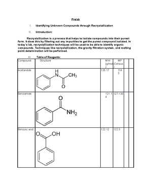 Pre Lab 2 Ochem - UGA CHEM 2211L PRE LAB 2 - Title: Using Simple And ...