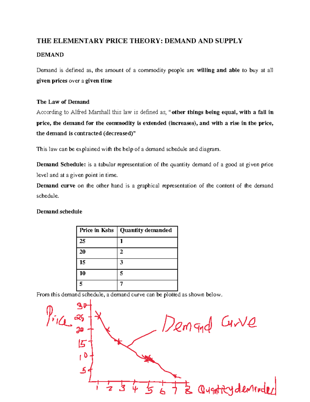 Lecture 2 THE ELEMENTARY PRICE THEORY DEMAND AND SUPPLY DEMAND