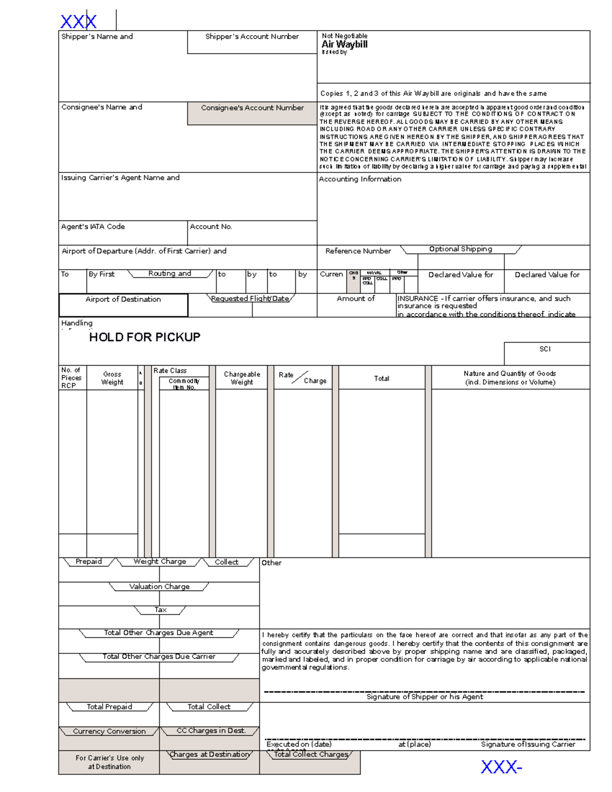 Air-waybill-1 - sadf - HOLD FOR PICKUP Total Collect Airport of ...