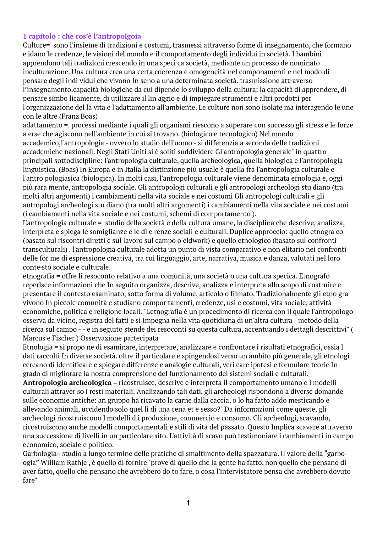 Riassunto esame Antropologia, prof. Porporato, libro consigliato Antropologia  culturale, Kottak