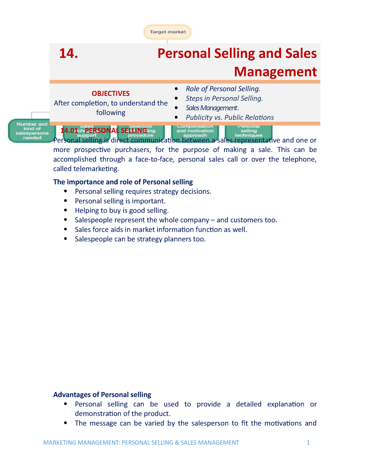 Marketing 14 - Topic 14 - 14. Personal Selling And Sales Management ...