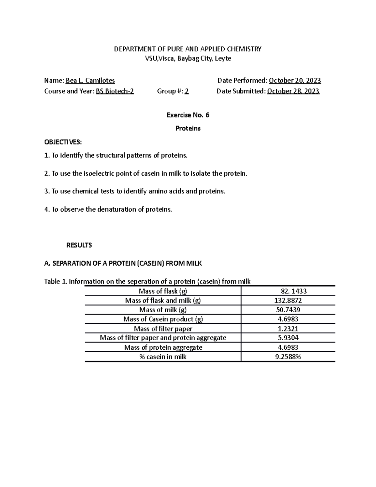 Laboratory Outline - Exercise 6 - DEPARTMENT OF PURE AND APPLIED ...