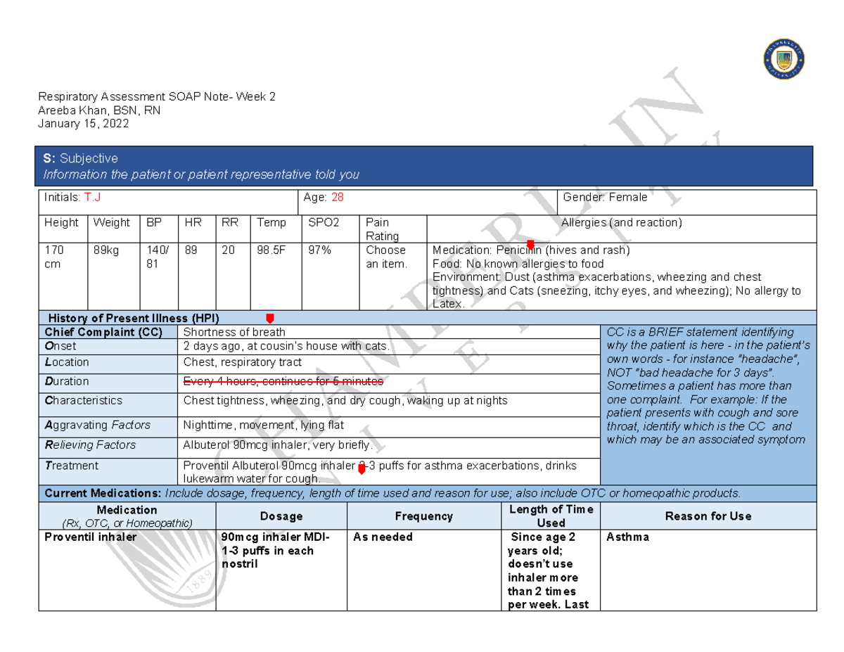 Annotated-NR%20509%20SOAP%20Note Week2 Respiratory System - Respiratory ...