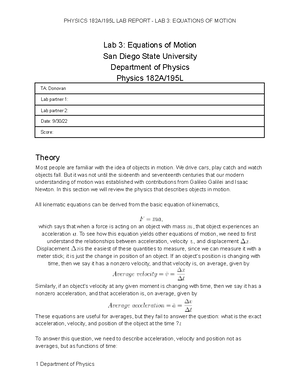 Topic Sheet 3 - Lecture notes 3 - Physics 180A — Topic Sheet 3 ...