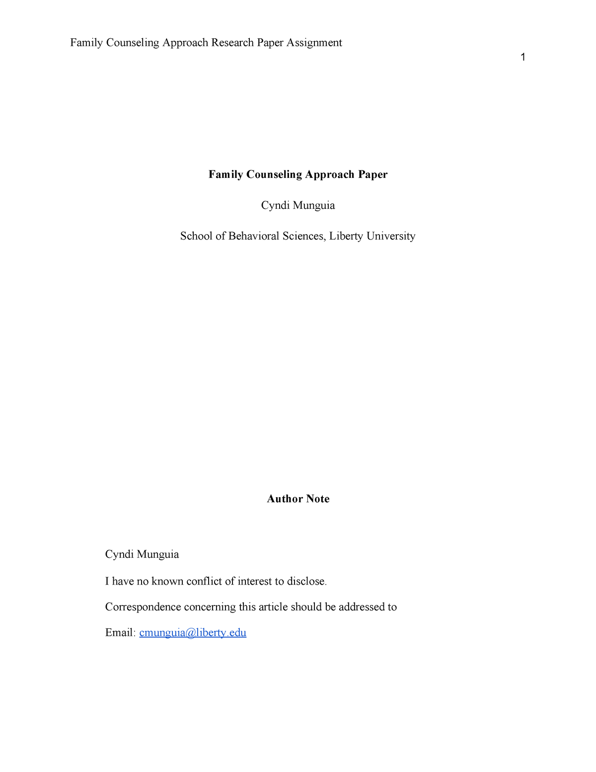 family counseling approach research paper assignment