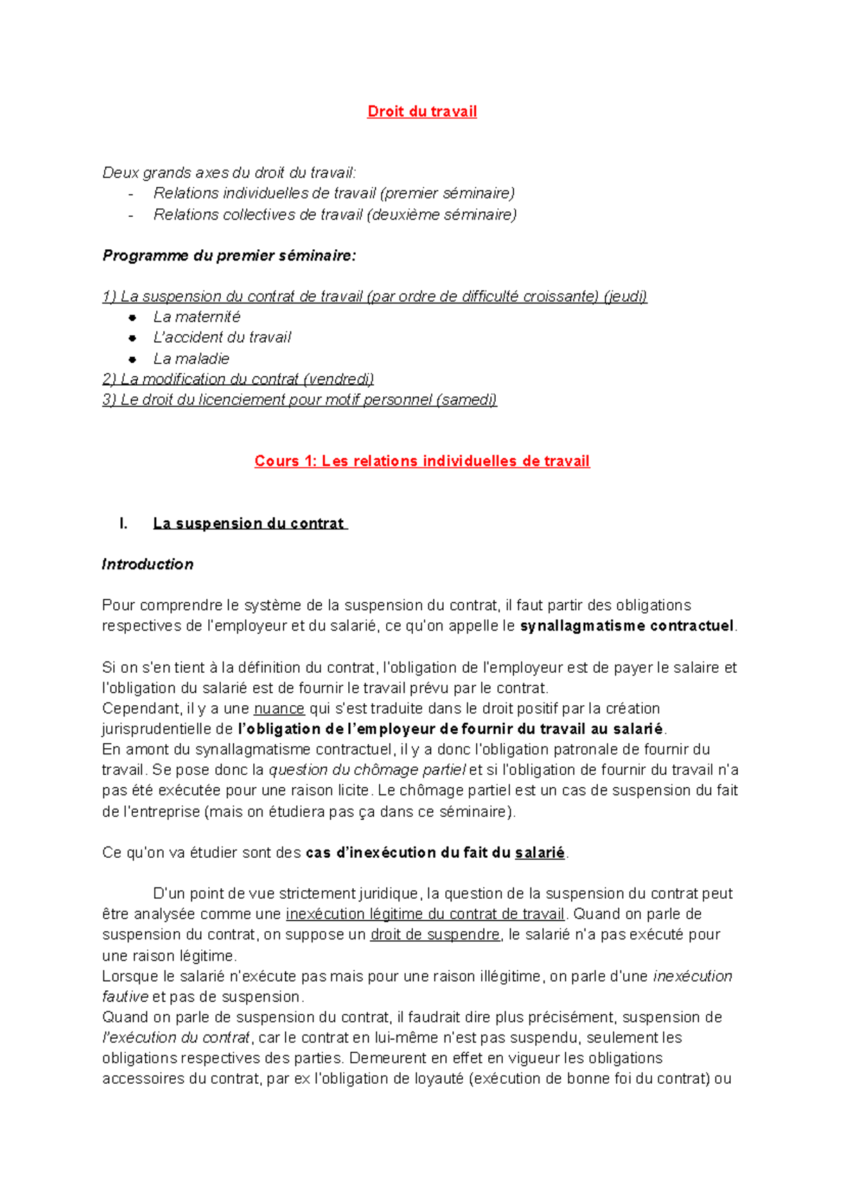 Droit du travail individuel et collectif - Droit du travail Deux grands ...