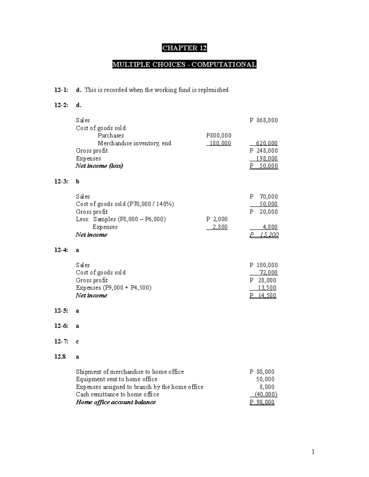 Chapter 12 - Solution Manual Advanced Accounting 2 - CHAPTER 12 ...