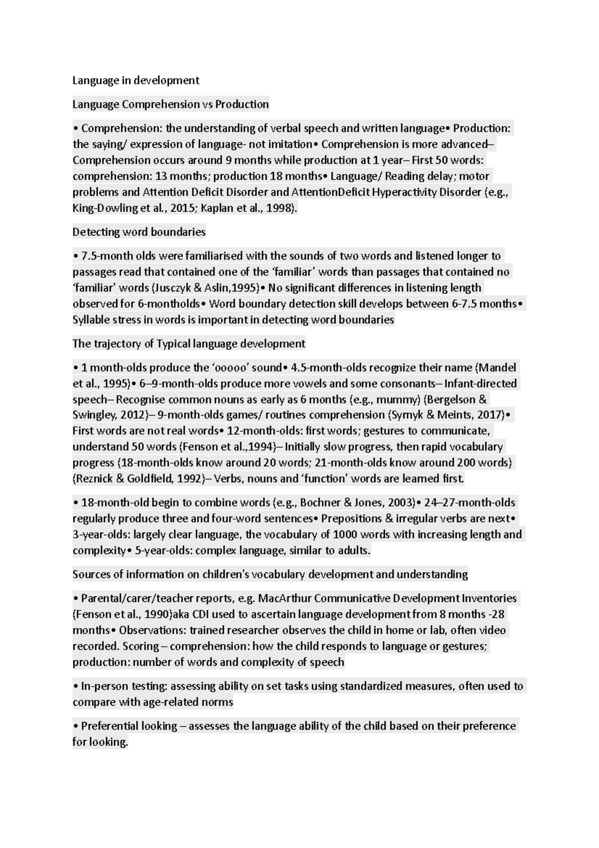 Language in development - Language in development Language ...