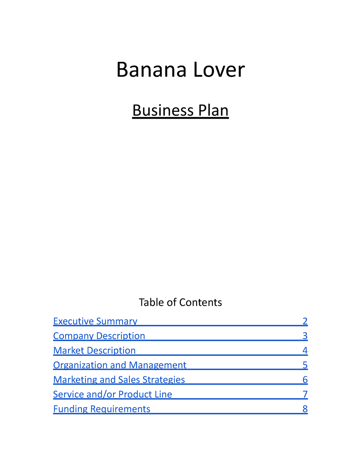banana bread business plan