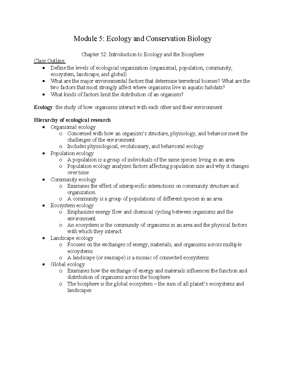 BCOR 012 Module 5 - Module 5: Ecology And Conservation Biology Chapter ...