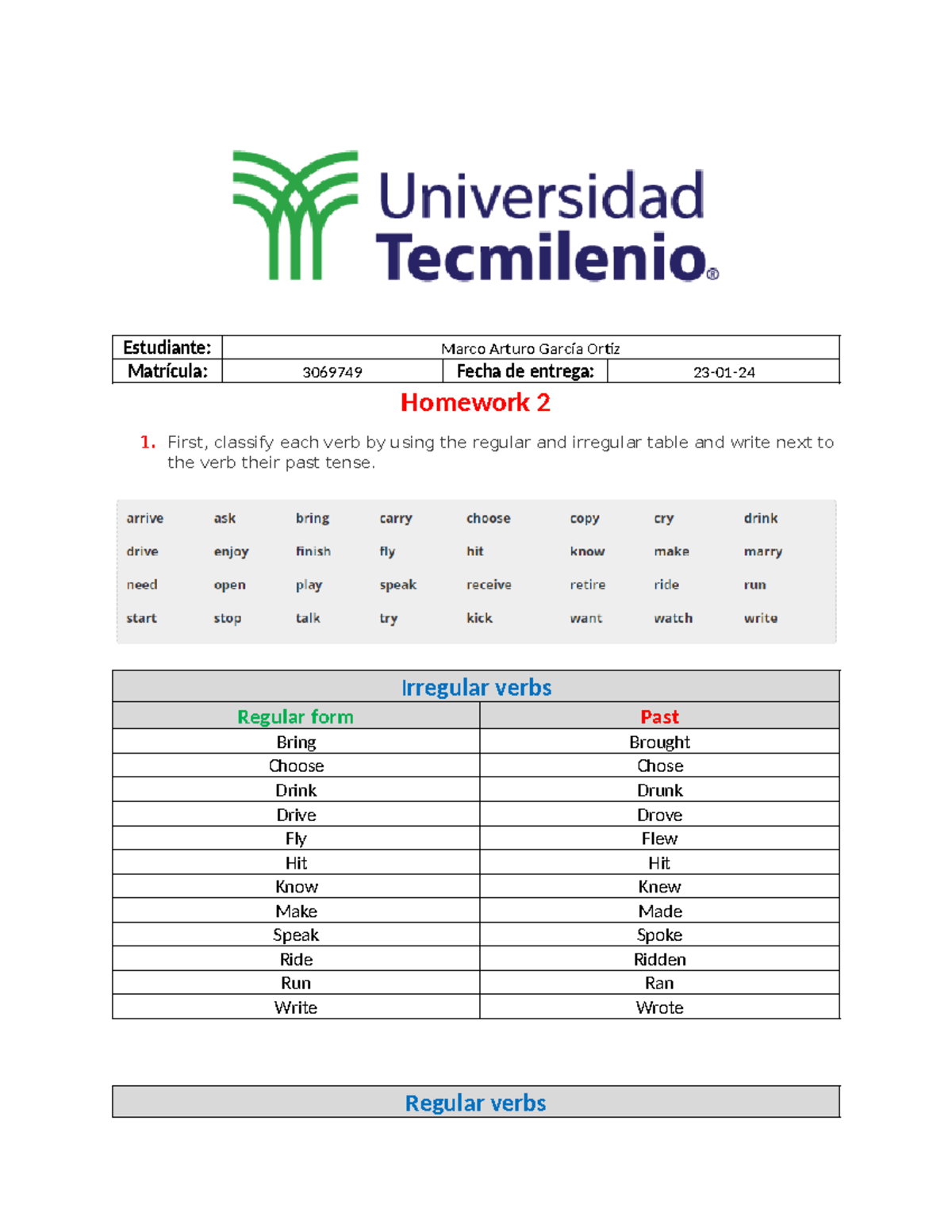 Tarea 2 Ingles Basico Marco García - Estudiante: Marco Arturo García ...