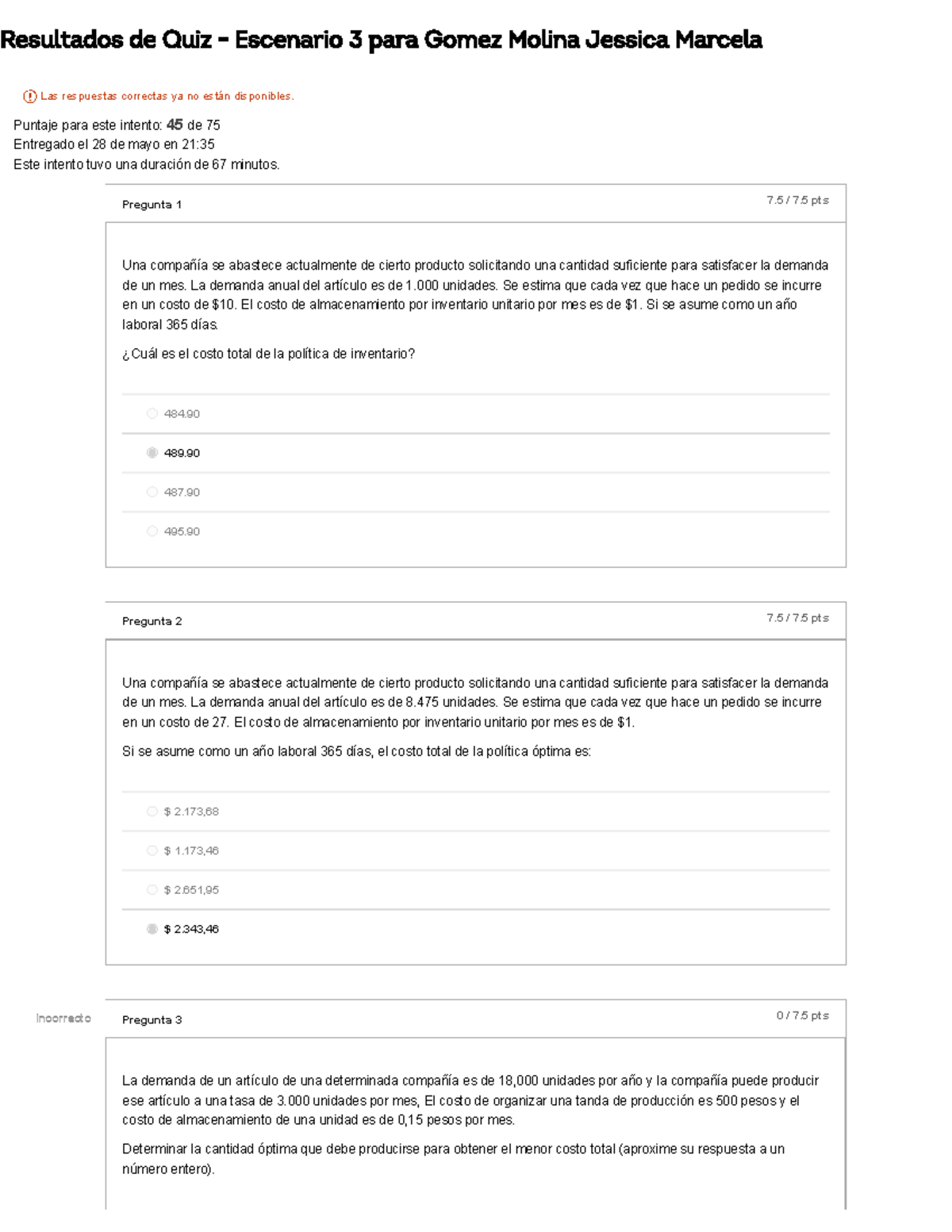 Historial De Exámenes Para Quiz - Escenario 3 - Resultados De Quiz ...