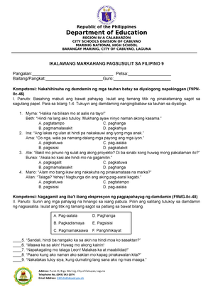 Filipino 8 Q1 -Mod8 Mga-Hudyat-ng-Sanhi-at-Bunga-ng-mga-Pangyayari - CO ...