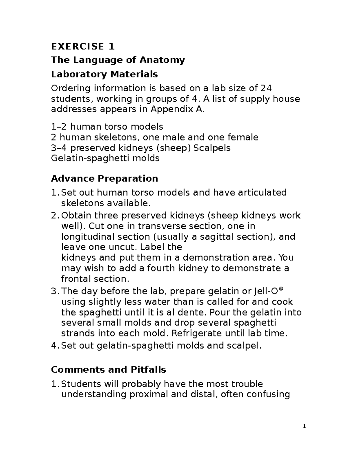 REV LAB Anatomy - EXERCISE 1 The Language of Anatomy Laboratory ...