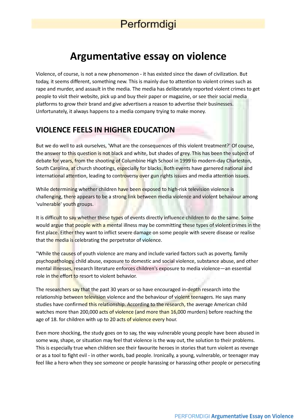 dissertation introduction violence