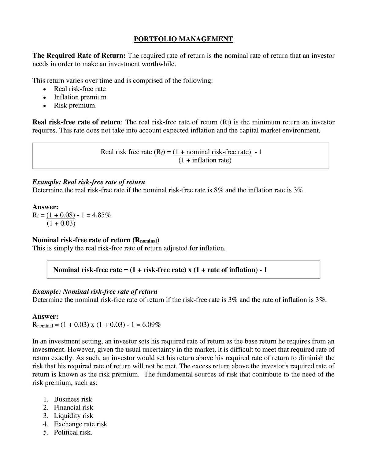 portfolio-risk-and-returns-portfolio-management-the-required-rate-of