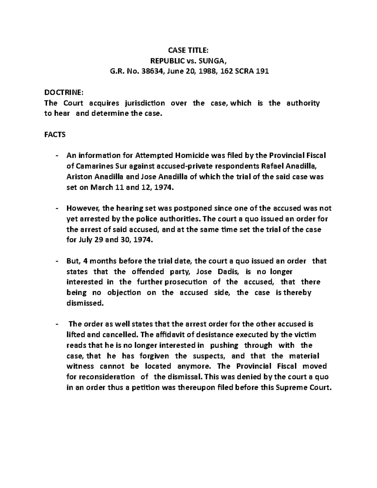 Republic of the Philippines v. Sunga - CASE TITLE: REPUBLIC vs. SUNGA ...