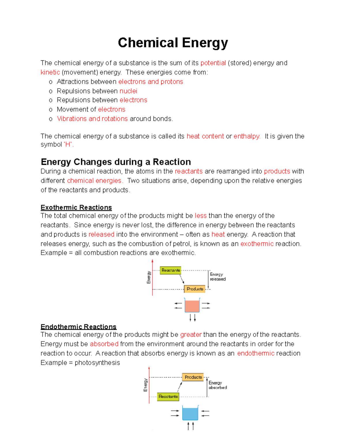 Chemical Energy - Chemical Energy The chemical energy of a substance is ...