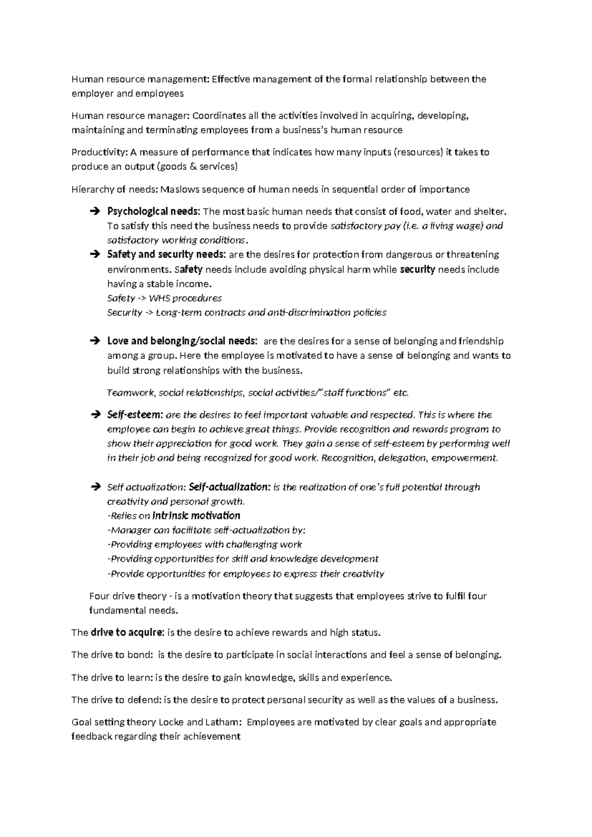 Glossary OF Terms UNIT 3 AOS 2 - Human resource management: Effective ...