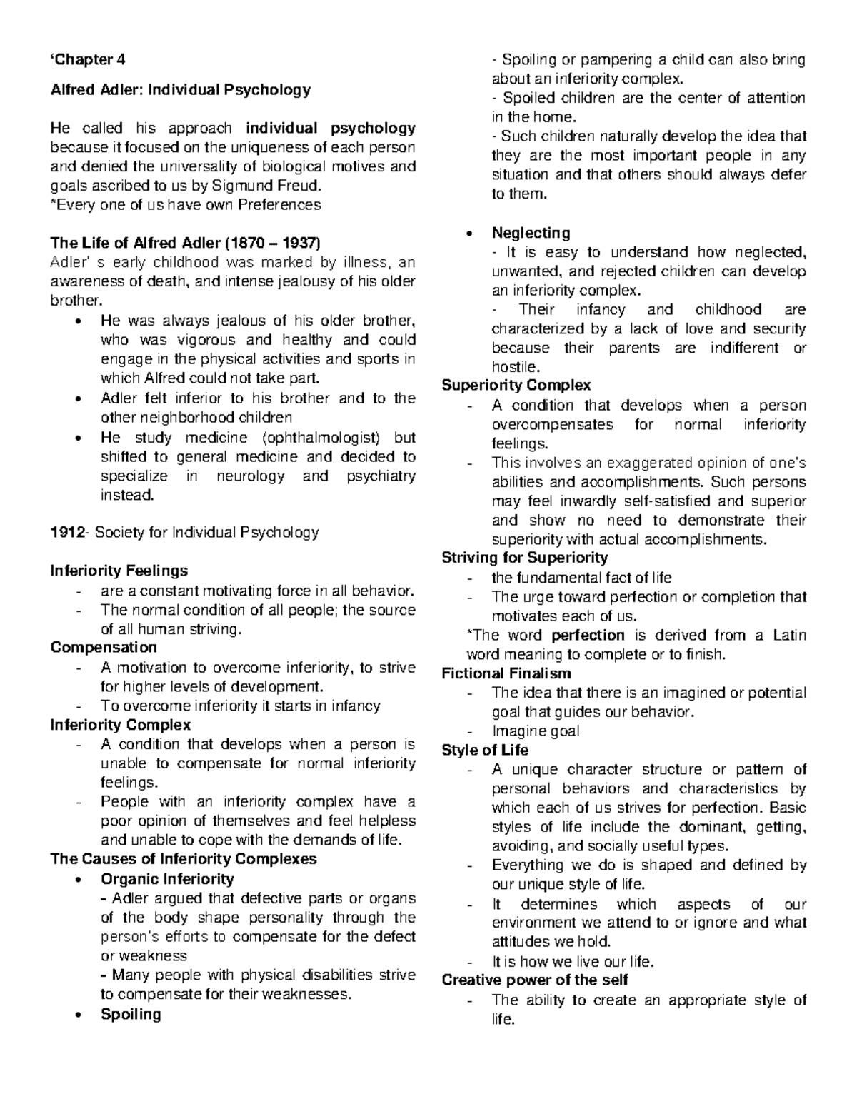 Theories of Personality Chapter 4-15 - „Chapter 4 Alfred Adler ...