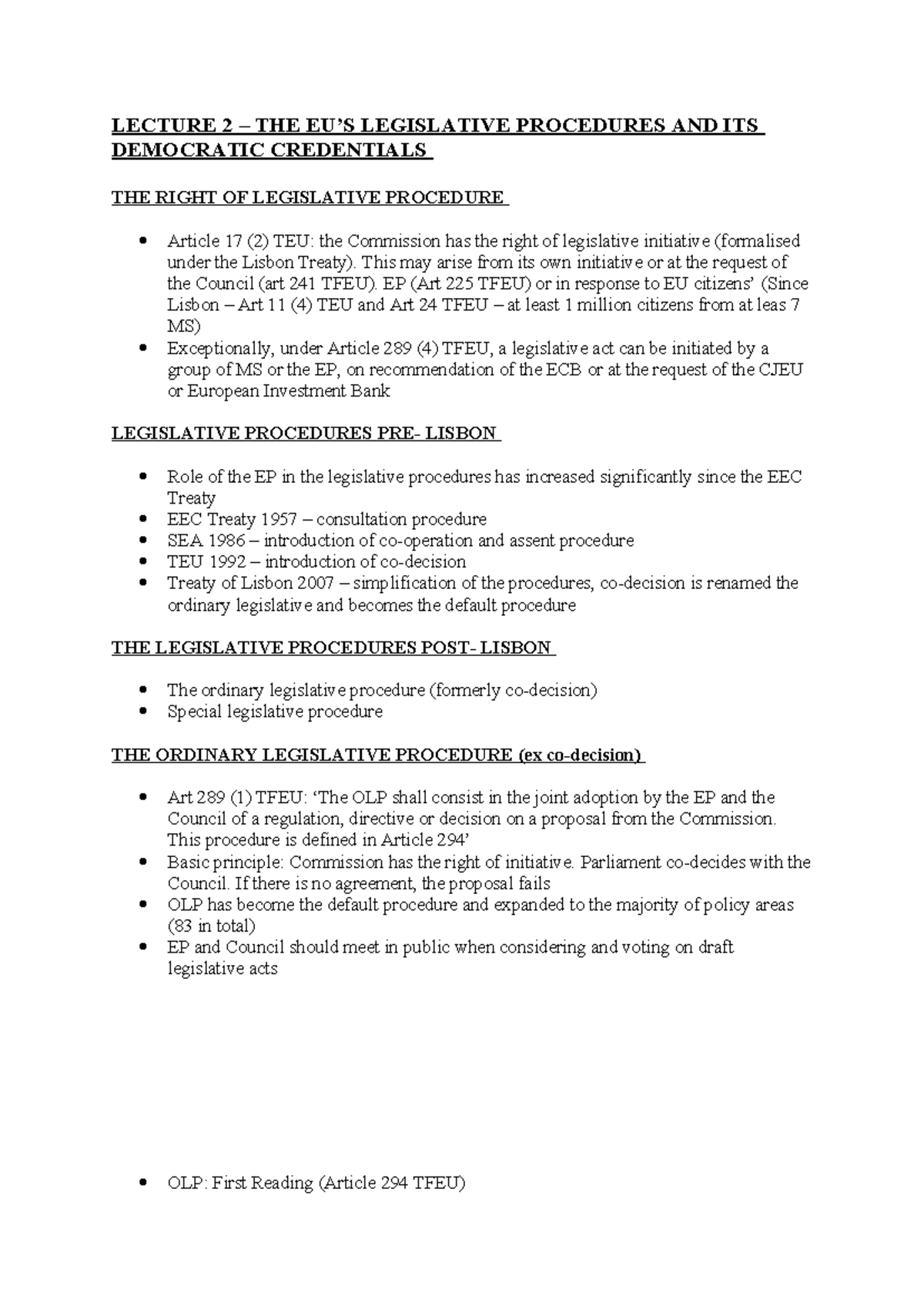 Lecture 2 - The EU's Legislative Procedures and its Democratic ...