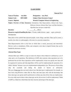 Data Structure Unit 2 - Data Structure Using C - Studocu