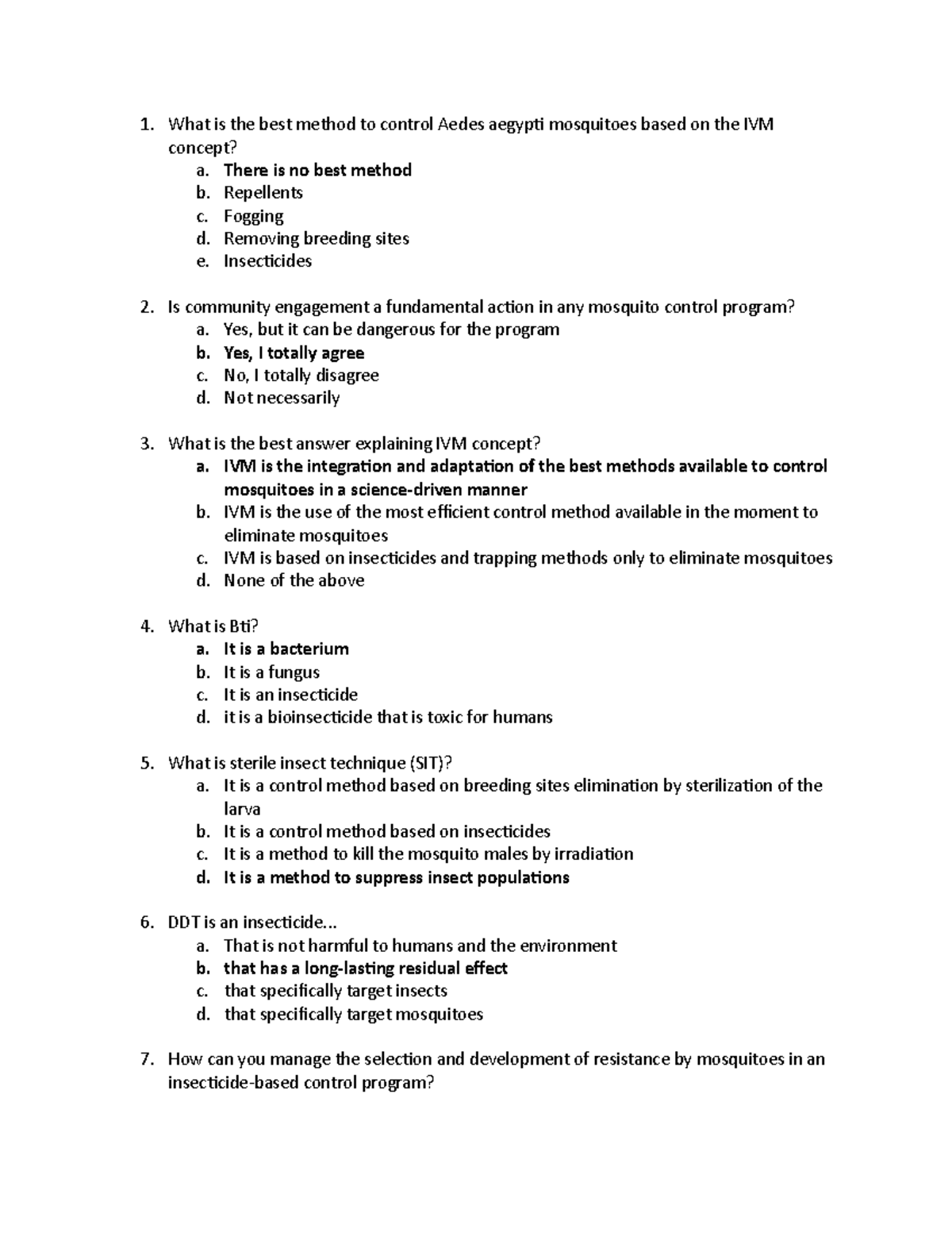 PCB 4717 Practice Final Exam - What is the best method to control Aedes ...