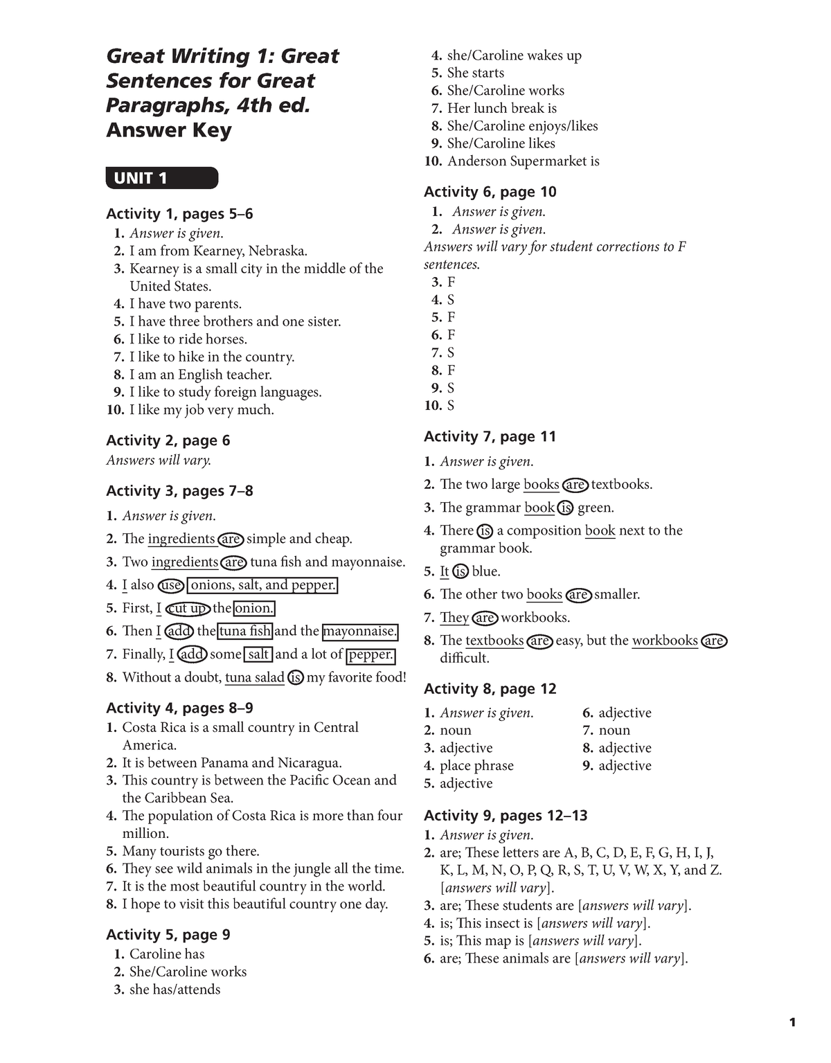 Great Writing 1 Great Sentences For Great Paragraphs 4th Edition Answer ...