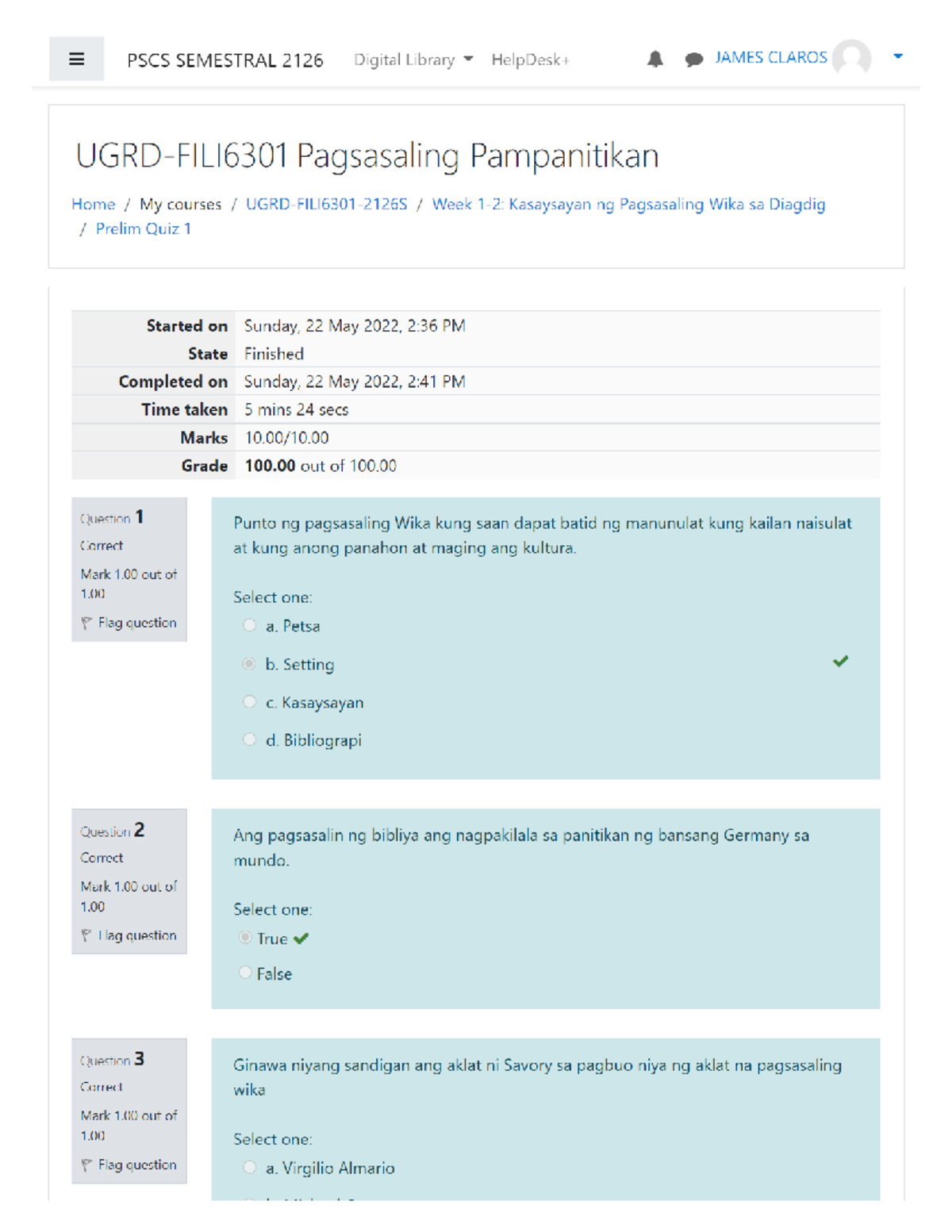 PQ1 - UGRD-FILI6301 Pagsasaling Pampanitikan, UGRD-FILI6301 Pagsasaling ...